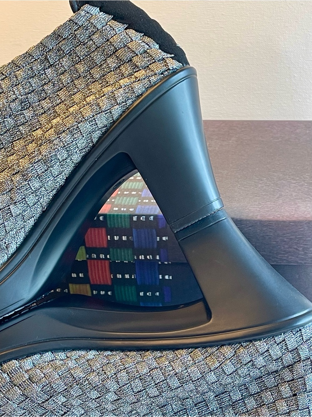 NIB BERNIE MEV CLAIRE STRETCH WOVEN SHOOTIE MEMORY FOAM BLOCK HEEL PEWTER SZ 9 - Picture 7 of 14
